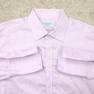 Charles Tyrwhitt Shirt Mens 17 1/2, 36 Purple Non-Iron 100% Cotton Long Sleeve